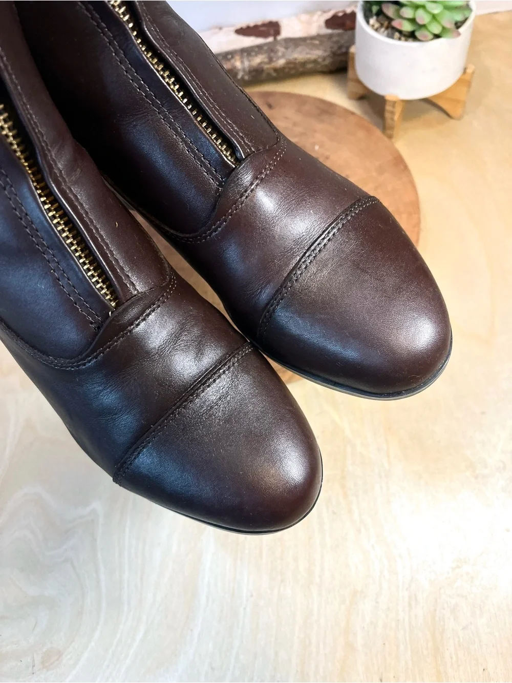 Ariat Brown Heritage Paddock Front Zip Boots Size 8B Leather Equestrian